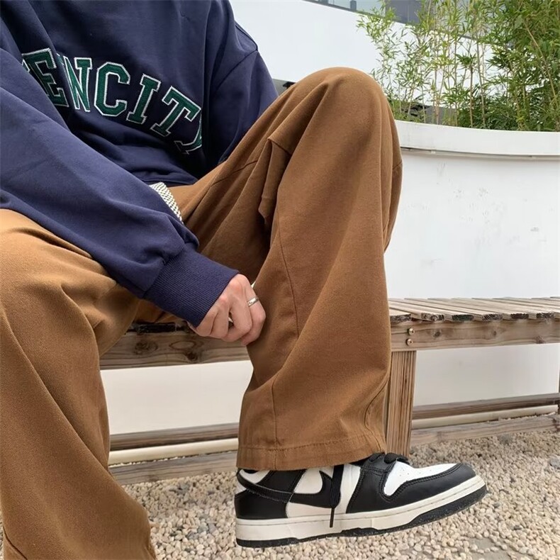 美式复古工装裤男秋冬新款宽松阔腿直筒拖地裤潮牌休闲裤K765-P35图片