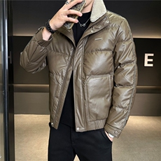 男士连帽修身可拆羊糕毛PU皮羽绒服【标50控活动价298】，男装羽绒服，星座414（原B263）