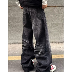 直筒裤潮牌高端复古2026水洗长裤子灰黑色牛仔裤男款NK08，男装牛仔裤，星座1116A（原606A-3）