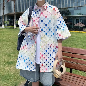 夏季新款衬衫潮流慵懒男方领衬衫外套HC112P65图片
