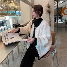【现货】小个子宽松羊羔毛外套2255-P205-K288，女装毛呢外套，浙宝189