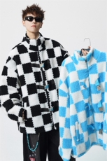 羊羔毛格子外套大码M-5XL加棉聚酯纤维棉衣YG78159P105控149，男装棉衣，星座226-2