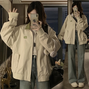 秋款2025新款撞色翻领夹克学院风休闲棒球外套女C825-P88