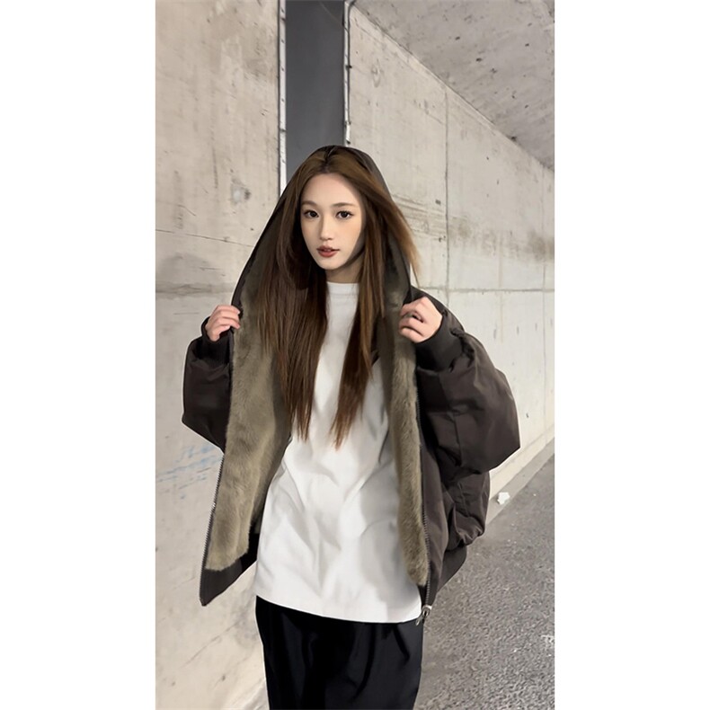 两面穿现货重磅短款座山雕棉衣男女双面穿毛毛绒棉服加厚外套,男装棉衣,电商A486