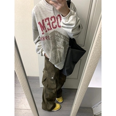 WY7062LL-特P46cleanfit领口假两件做旧卫衣男春秋打底上衣，男装卫衣，星座1007（原301D）