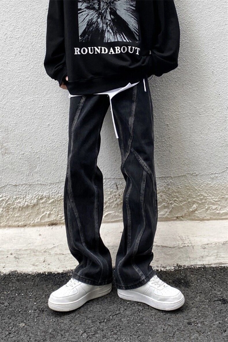 美式小众结构设计牛仔裤高街ins痞帅情侣直筒裤KZ473059--TP40,男装牛仔裤,电商A247C