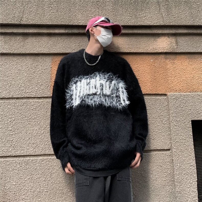 针织衫男韩版潮流刺绣拼色高街帅气2024冬季ins宽松毛衣MZ322-P56,男装针织衫/毛衣,星座412-3