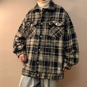 美式复古格子外套男士春翻领夹克潮痞帅炸街小香风上衣W9231P65图片