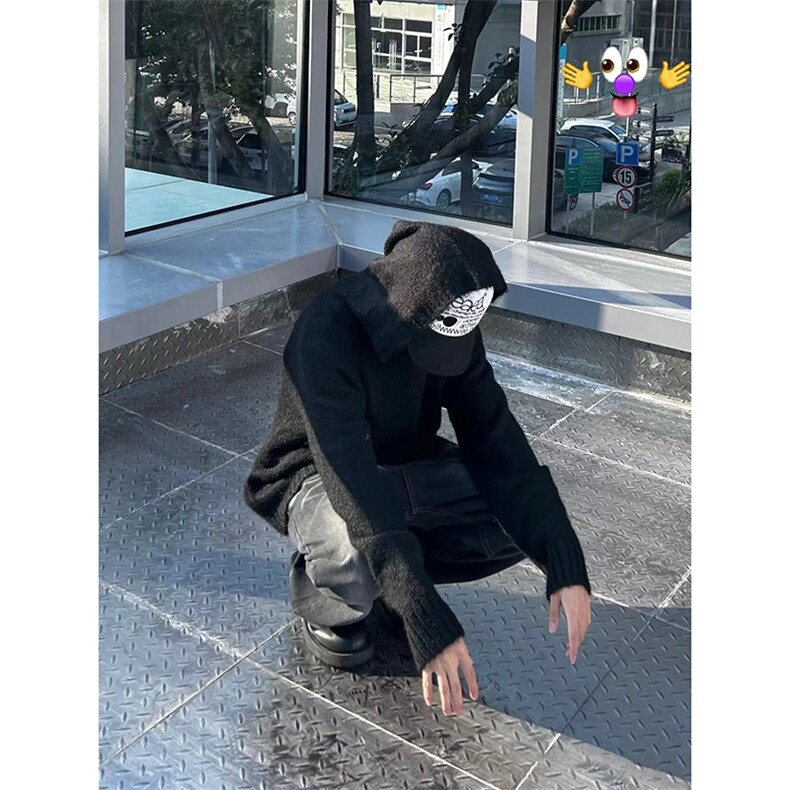 美式ins高街cleanfit重工艺水洗暗黑微喇牛仔裤货号K2401P60图片