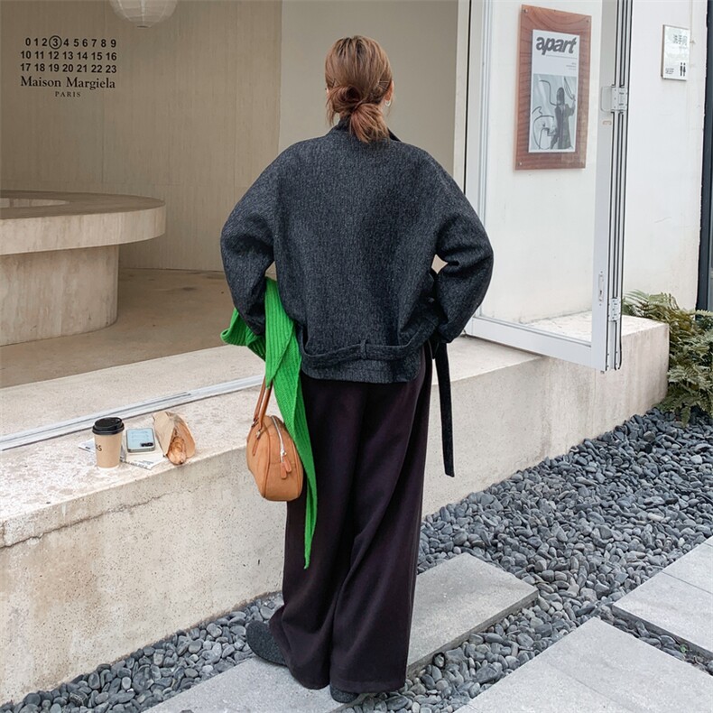 撞色披肩休闲深灰色外套女春秋2025新款独特超好看学院风超火上衣,女装短外套,2C305