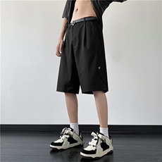 冰丝黑色西装短裤男夏季潮牌新款宽松美式复古纯棉K2545-P35，男装休闲裤，星座1109-3