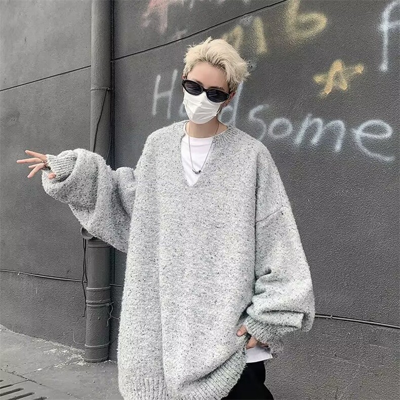 小众高级感V领落肩针织衫毛衣男装秋冬季休闲外穿毛线衣M5695/P65,男装针织衫/毛衣,星座506