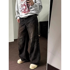 D6229-P65新款美式做旧擦脏废土风牛仔裤男宽松休闲裤-网图现货，男装牛仔裤，星座603-2