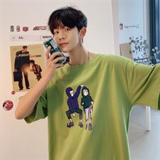 ！2021春夏纯棉男士短袖T恤宽松学生潮流印花半袖体恤T216P20，男装T恤，电商B220