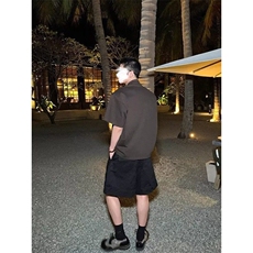 夏季新款男士简约时尚设计感斜领短袖polo衫上衣港风宽松休闲t恤，男装T恤，星座506A