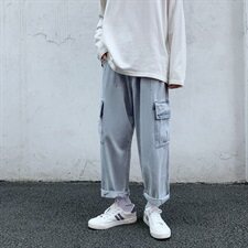 工装牛仔裤男直筒港风ins四季坠感阔腿老爹裤子1304-1-KZ10-P40，男装牛仔裤，星座410-6（原星座1304-1）