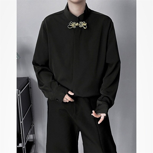 F698P32新中式男生订婚衣服秋冬平时可穿衬衫男款穿搭长袖图片