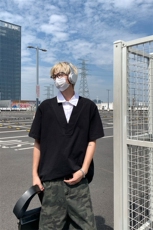 夏季百搭假两件短袖衬衫宽松型设计感polo衫衬衣T3686-特价P40，男装T恤，电商A007