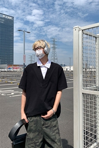 夏季百搭假两件短袖衬衫宽松型设计感polo衫衬衣T3686-特价P40图片