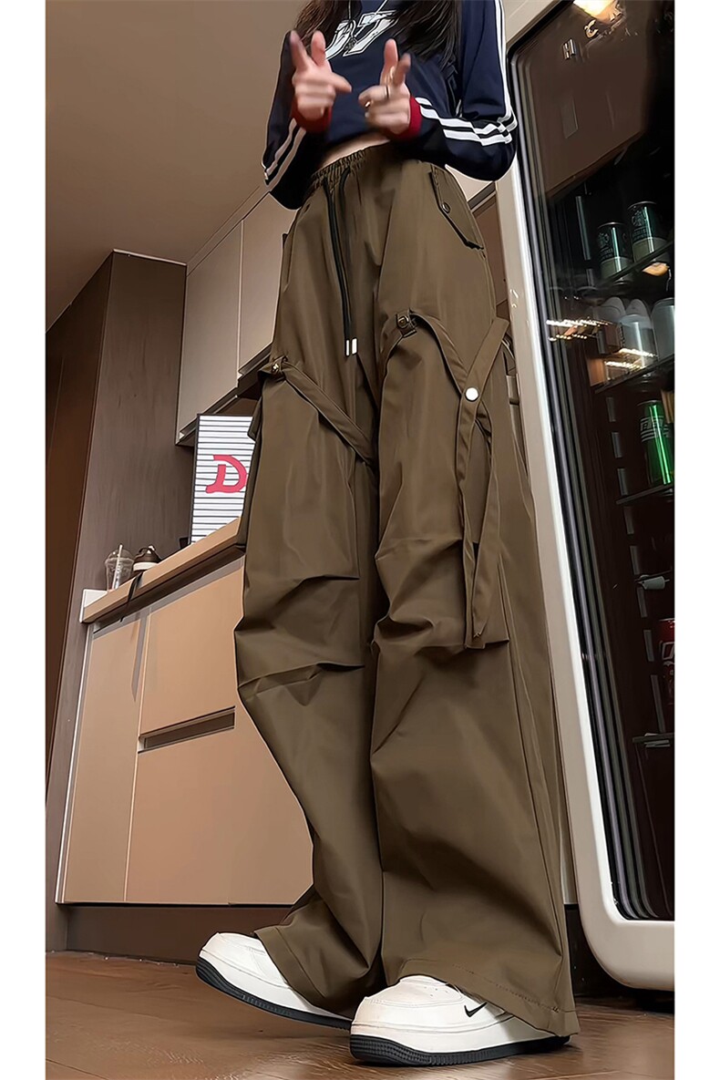 美式高街新款高腰宽松显瘦休闲阔腿拖地裤直筒工装裤K603TP45控69,男装工装外套,电商A102B