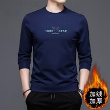新款男装秋冬长袖T恤加绒加厚印花休闲卫衣打底衫KLS28013-P80图片