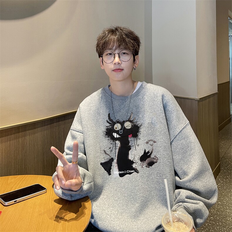 ！圆领卫衣男装港风长袖t恤男外套男WY521-特P23,男装T恤,电商B371