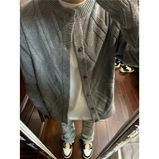 网络图！！！复古外套针织开衫宽松休闲男士针织衫D328-YY07-P70，男装针织衫/毛衣，电商D328