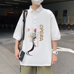 PL57161-P35 翻领短袖polo衫男大码胖子半袖t恤男有领保罗衫 模特图片