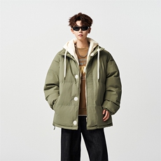 有长图冬季保暖假两件羽绒棉衣服男宽松连帽棉袄外套MF00827/P100，男装棉衣，电商B316