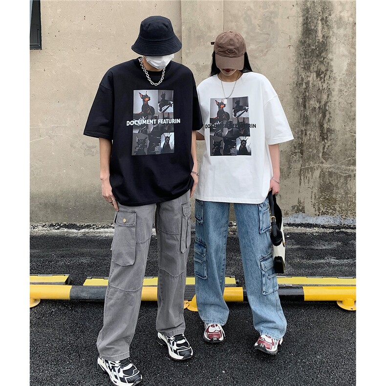 2023情侣装夏装新款潮高街印花宽松短袖T恤男女半袖潮D249P33,男装T恤,电商A335-1（原A458）