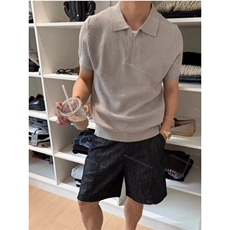 夏季新贵老钱风海鸥领针织短袖polo衫男轻奢半袖打底衫薄T116，男装T恤，星座1116A（原606A-3）