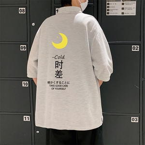 PL57047-P35 翻领短袖polo衫男大码胖子半袖t恤男有领保罗衫 模特图片
