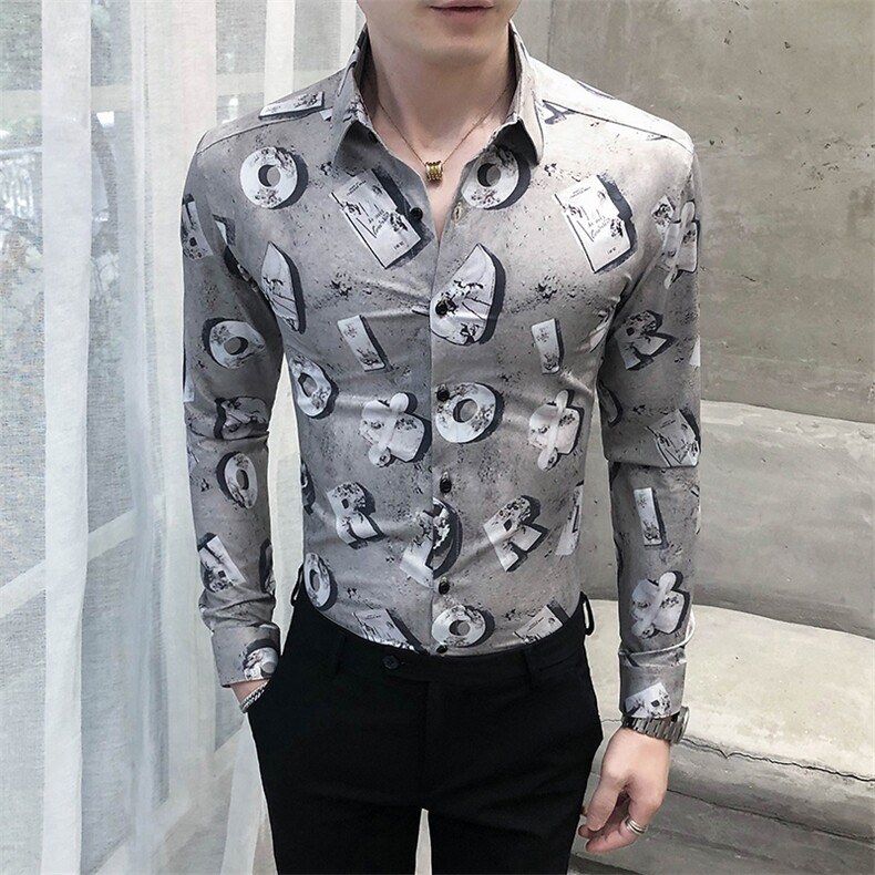 312A-5-290-P55长袖高级感秋季休闲英伦发型师韩版纯色男士衬衣,男装衬衫,星座312A-5