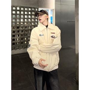 2025冬款翻领摇粒绒拼色绣标棉服218-7-M128-P115-控148图片