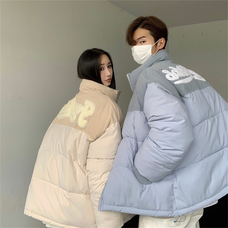 1506/MY97/P75王鹤棣同款灯芯绒拼接宽松男女刺绣情侣棉衣7,男装棉衣,星座1506