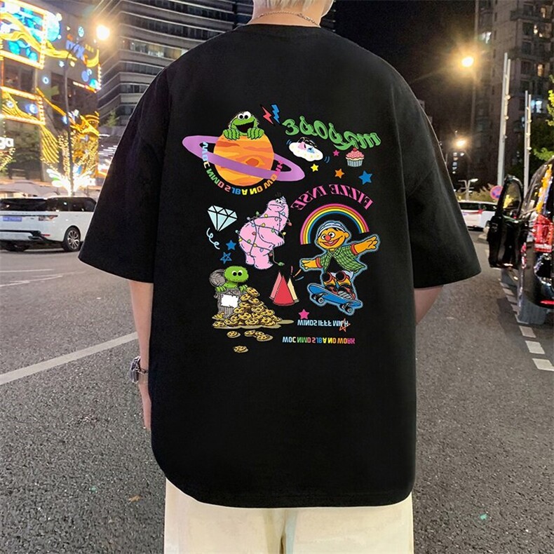 T811大码宽松纯棉运动圆领体恤衫oversize短袖T恤男重磅T,男装T恤,星座304A-1