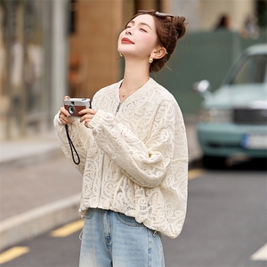 棒球服外套女2025开春新款小个子超好看洋气休闲减龄短款蕾丝夹克图片