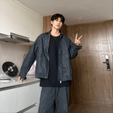J413-P55美拉德美式复古棕色皮衣外套男潮高级感cleanfit皮夹克，男装皮衣，电商B323A