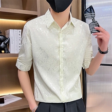 507A-CS532-P482025夏装时尚男士七分袖青年碎花衬衫修身衬衣，男装衬衫，星座507A（原星座306B-2）