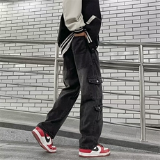 美式高街牛仔裤男韩版潮流多口袋个性2024冬季ins长裤RK1319-P59，男装牛仔裤，星座412-3