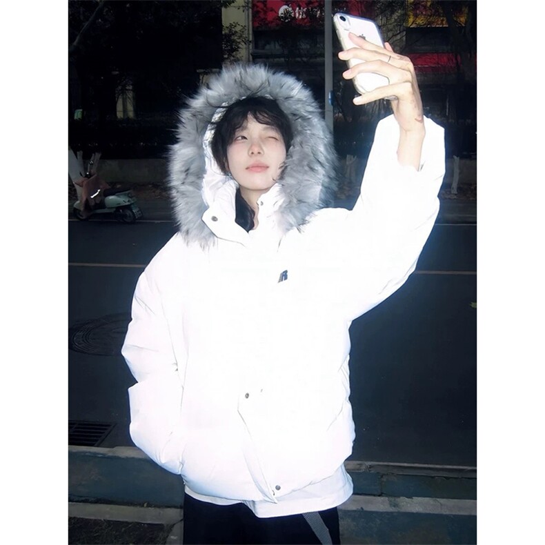 网图有货秋冬白色毛领连帽棉服外套男女宽松保暖棉袄A1136-P92,男装棉衣,星座1505