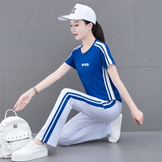 燕颉运动服套装夏装女2023年冰丝夏季薄款短袖休闲时尚两件套洋气，女装套装/套裙，燕颉服饰