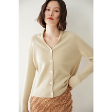 优雅气质女士羊绒开衫简约百搭V领长袖针织衫，女装羊绒衫，迎冬羊绒