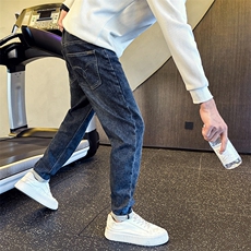 加厚抓毛牛仔裤秋冬新款男士修身小脚裤高品质长裤901N31抓毛P68，男装牛仔裤，星座901