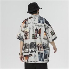 【】A003-HC2085-P40夏装新款短袖衬衫控价59无影墙，男装T恤，电商A003