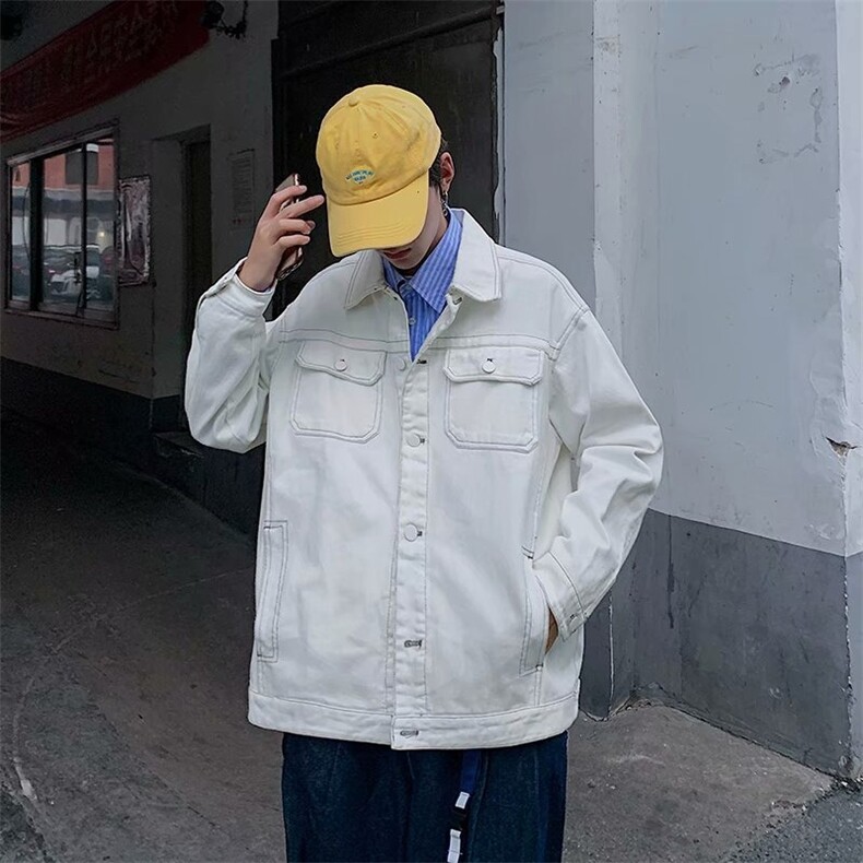 白色牛仔外套男韩版高街帅气宽松2024冬季ins新款夹克W6262-P61,男装夹克,星座412-2