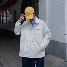 白色牛仔外套男韩版高街帅气宽松2024冬季ins新款夹克W6262-P61，男装夹克，星座412-2