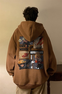 HDT1497-TP55 控价78  冬季港风加绒保暖卫衣男个性印花套头外套图片
