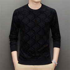 BAMJ-350钱塘2020-2秋季薄款圆领休闲中年男士打底衫毛衣P65，男装针织衫/毛衣，钱塘207-2
