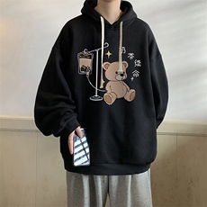 纯棉连帽卫衣男大码运动帽衫宽松薄WY2194-P35加绒款-P40，男装卫衣，电商A040